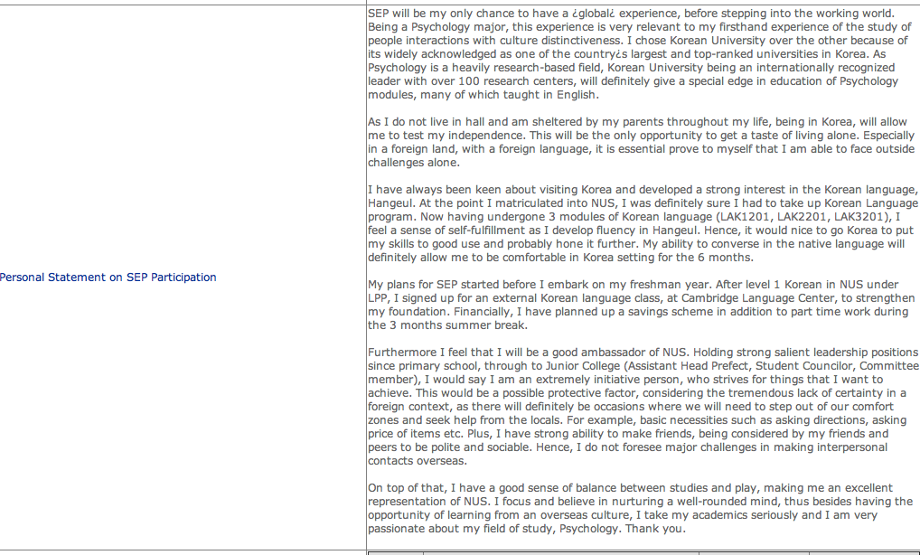 Personal Statement Examples By International Students